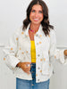 Daisy Embroidery White Denim Jacket (Reg & Plus)