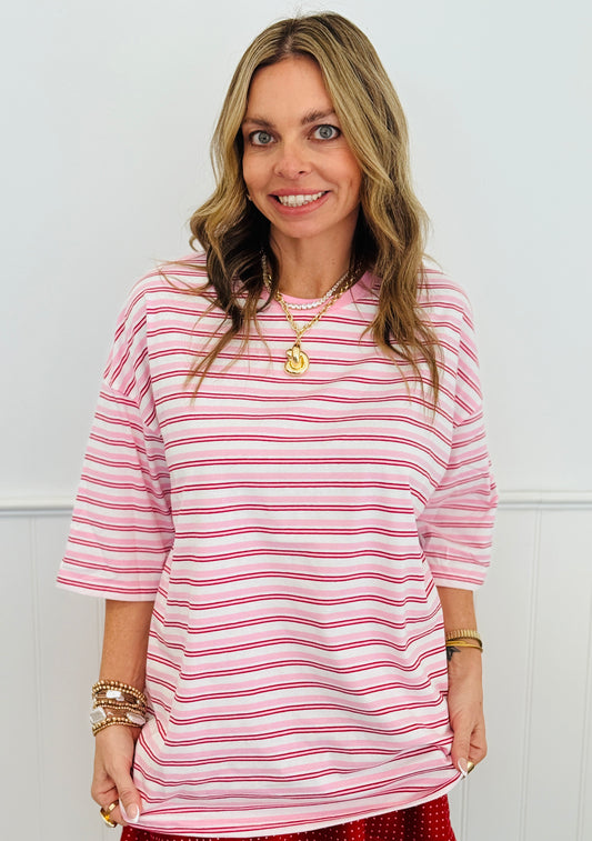 Pink Striped Oversized Tee (Reg.)