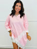 Pink Lace Asymmetrical Hem Blouse (One Size)