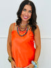 Scallop Trim Satin Cami Top (Reg.) - 6 Colors