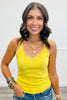 Ribbed V-Neck Lace Tank Top (Reg.)- 6 Colors