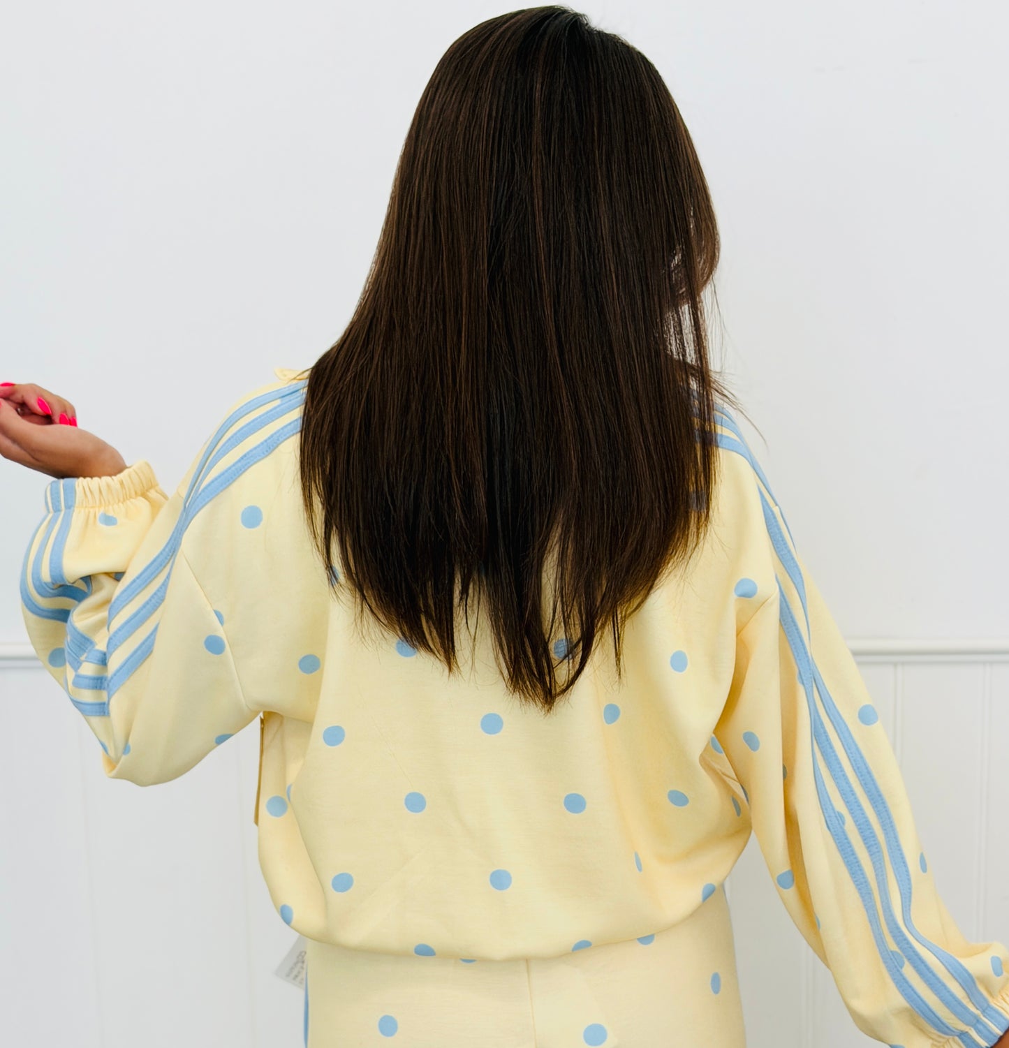 Yellow Polka Dot Side Stripe Zip Up Jacket (One Size)