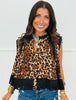 Leopard/Black Eyelet Trim Sleeveless Top (Reg.)
