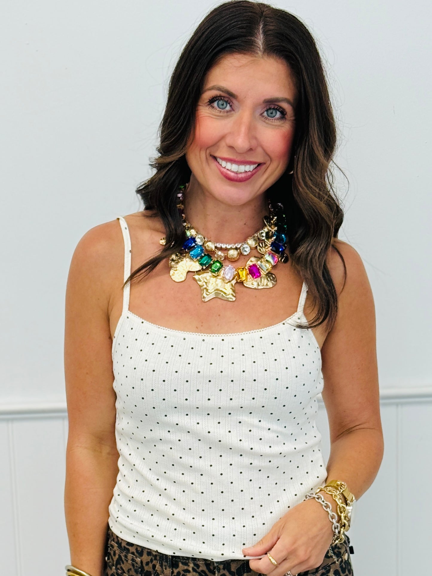 Ivory  Polka Dot Cami & Cardigan Set (Reg.)