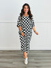 Black/White Checkered Midi Dress (Reg. and Plus)