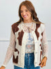 Cream/Brown Animal Button Up Sweater Vest (Reg.)