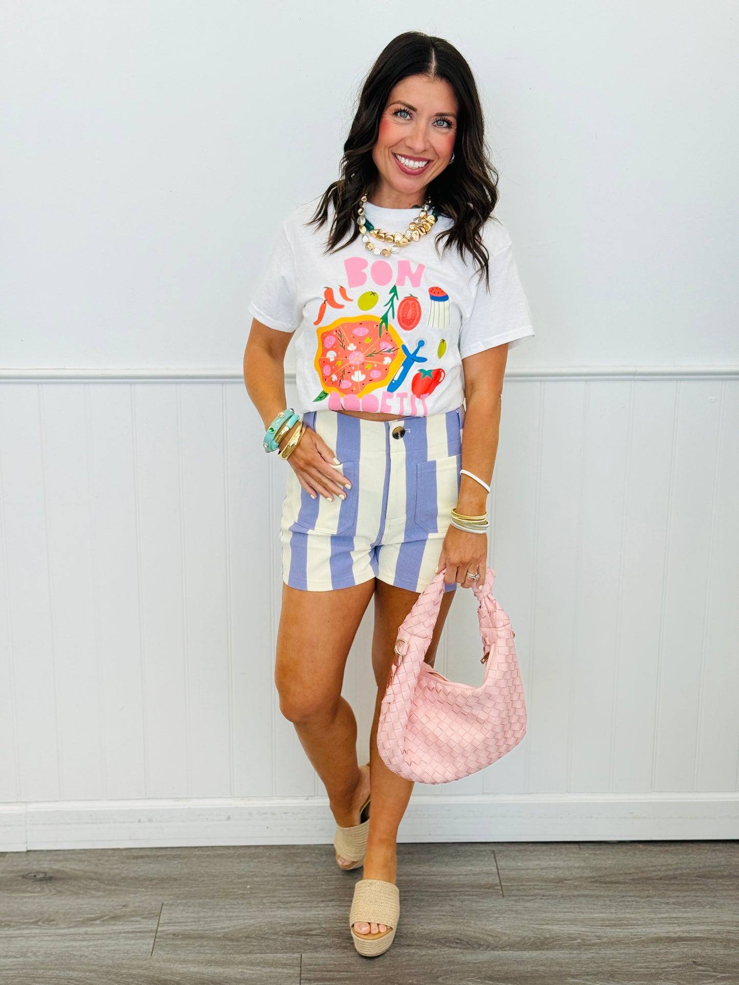 White Bon Appetit Pizza Graphic Tee (Reg & Plus)