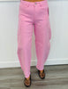 Pink Rhinestone Embellished Barrel Leg Jeans (Reg.)