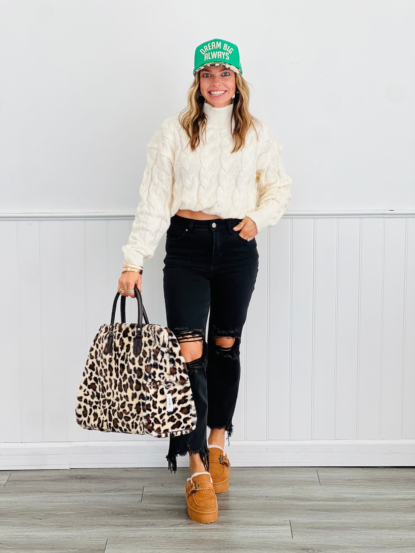 Turtle Neck Cable Knit Sweater Top (Reg.)-2 Colors