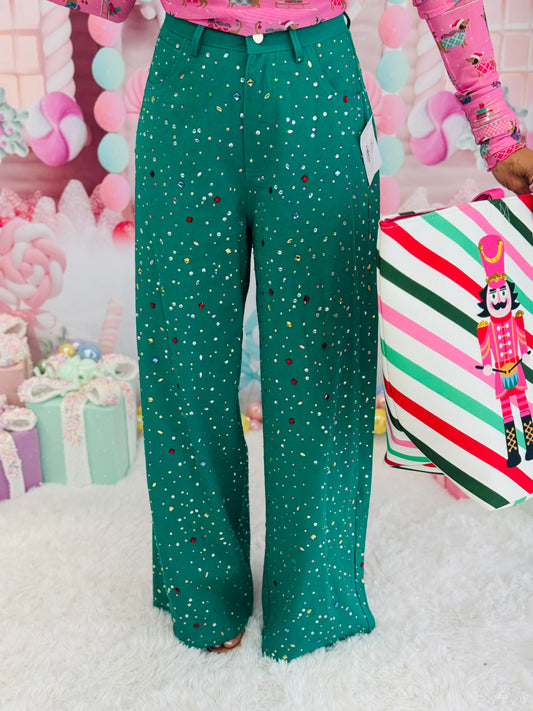 Queen Of Sparkles Green Multi Rhinestone Jeans (Reg. and Plus)