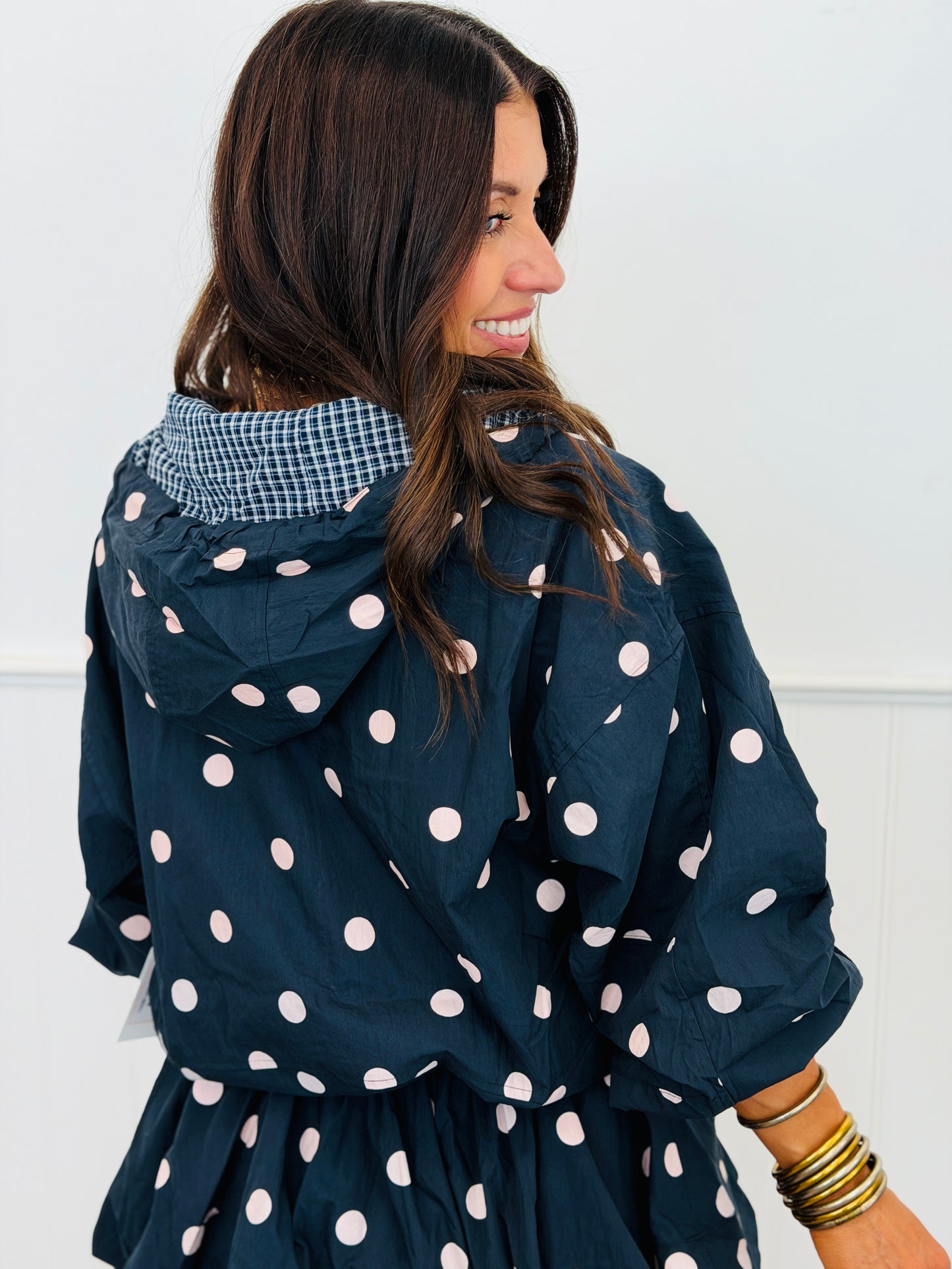 Polka Dot Hooded Jacket (Reg & Plus) - 2 Colors