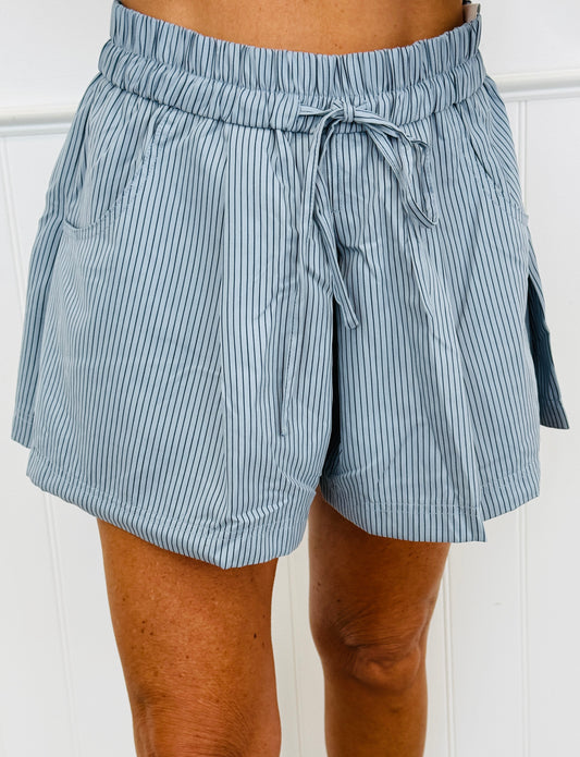 Slate Pleated Stripe Shorts (Reg.)