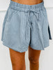 Slate Pleated Stripe Shorts (Reg.)