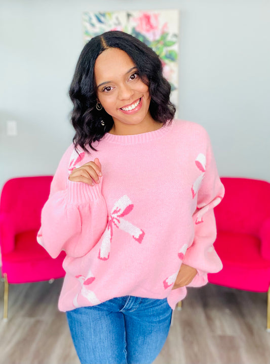 Pretty In Pink Bow Sweater (Reg)