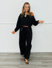 Black One Shoulder Top & Pants Set (Reg.)