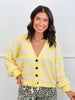 Yellow Stripe Button Up Sweater Cardigan (Reg.)