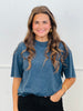 Rhinestone Short Sleeve Top Remix  (Reg.)-4 Colors