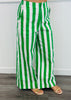 White/Kelly Green Bold Stripe Wide Leg Pants (Reg)