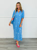 Blue Polka Dot Side Slit Midi Dress (Reg.)