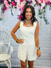 Off White Bow On Back Square Neck Romper (Reg.)