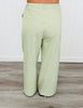 Pistachio Striped Baggy Snap Hem Pants (Reg & Plus)