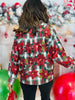 Queen Of Sparkles Red, Green & White Plaid Poinsettia Cotton Button Up Top (Reg. and Plus)