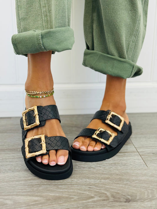 Black Do Your Thing Textured Sandals