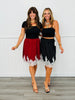 Satin Lace Trim Knee Length Skirt (Reg & Plus) - 2 Colors