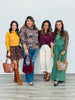 Burgundy Studded Split Neck Blouse (Reg & Plus)