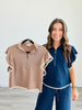 Contrast Stitch Blouse (Reg.)- 2 Colors