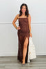Brown Sleeveless Lace Maxi Dress (Reg.)