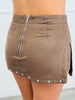 Dk Brown Stud Detail Back Zip Skort (Reg & Plus)