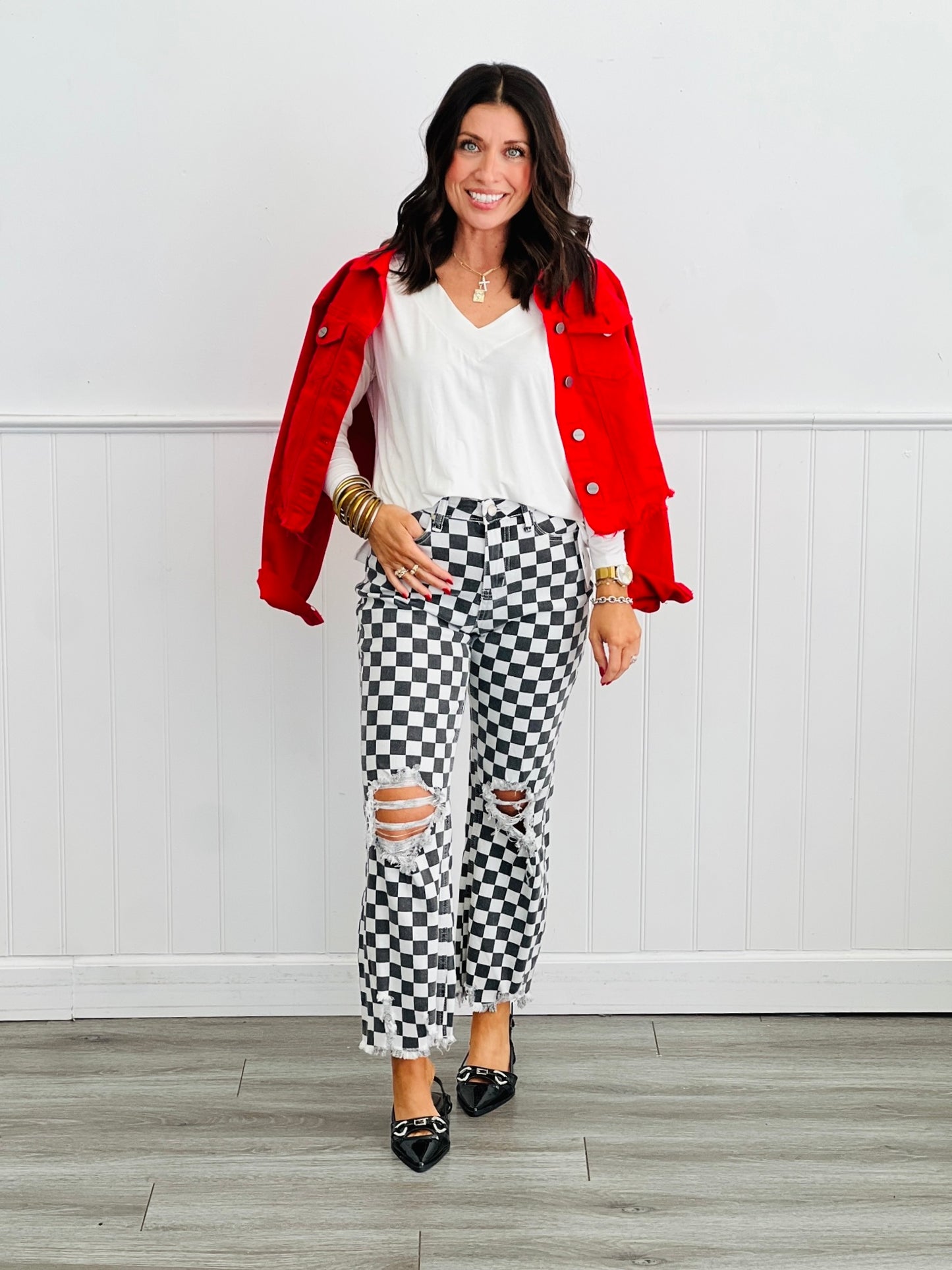 V-Neck Long Sleeve Top (Reg. and Plus) - 2 Colors