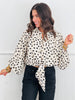 Cream/Black Polka Dot Tie Hem Blouse (Reg & Plus)