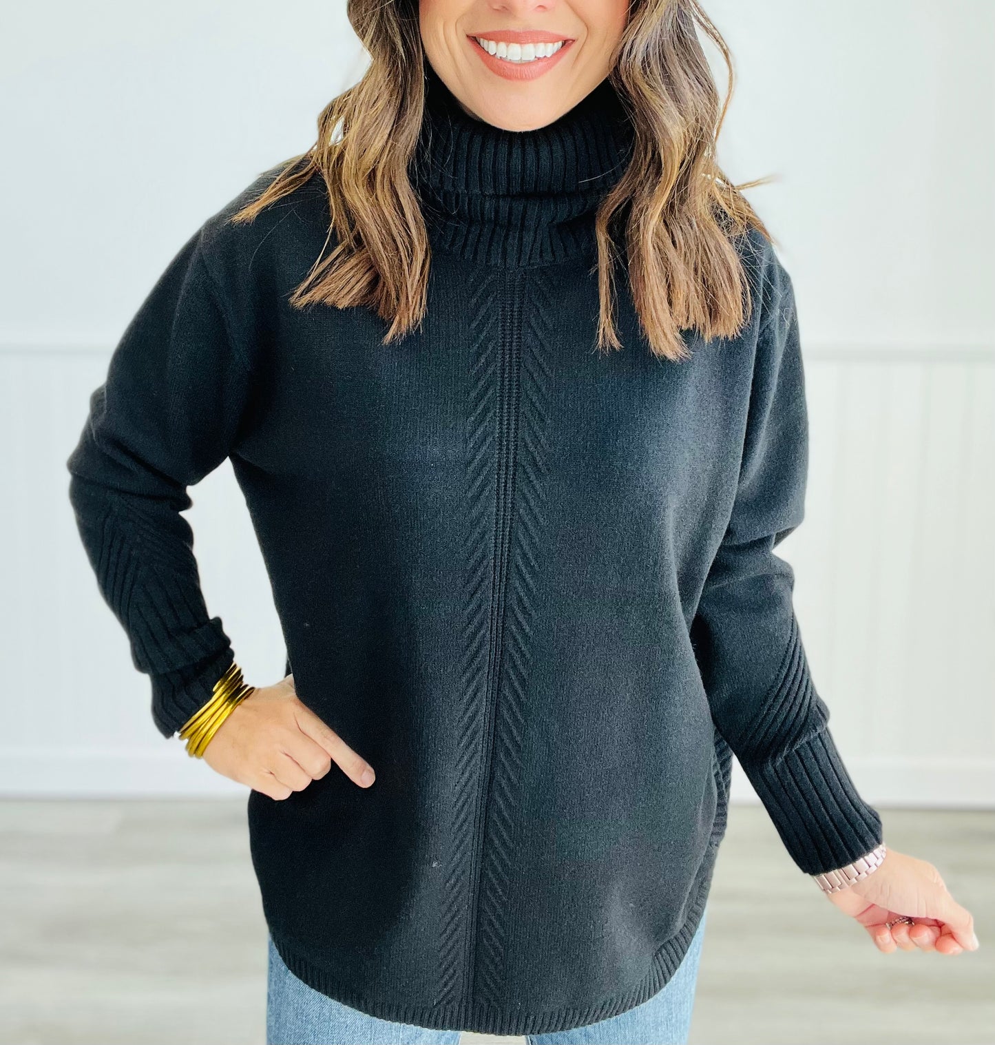 Turtleneck Loose Long Sleeve Pull Over (Reg.) - 3 Colors