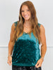 Green Velvet Lace Trim Tank Top (Reg.)