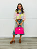 Queen Of Sparkles Multi Sequin Colorblock & Stripe Button Up Top (Reg. and Plus)