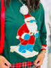 Green Skiing Santa Long Sleeve Top (Reg. and Plus)