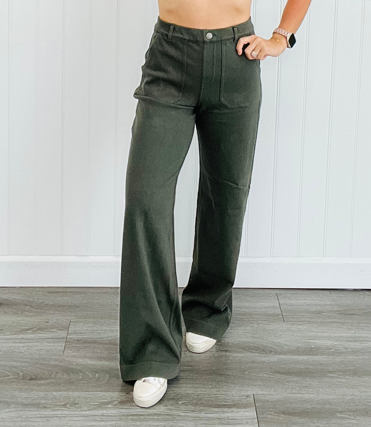 Olive Cotton Stretch Twill Pants (Reg.)