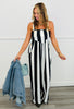 Black/Ivory Striped Bib Overalls (Reg & Plus)