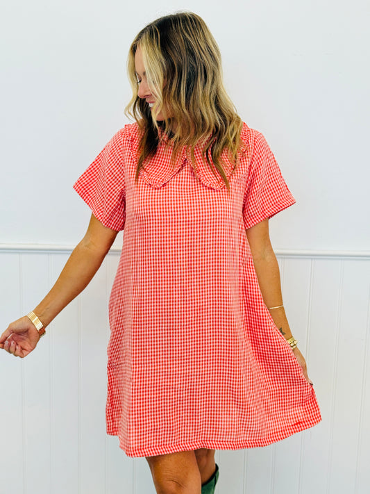 Orange & White Gingham Dress (Reg. and Plus)