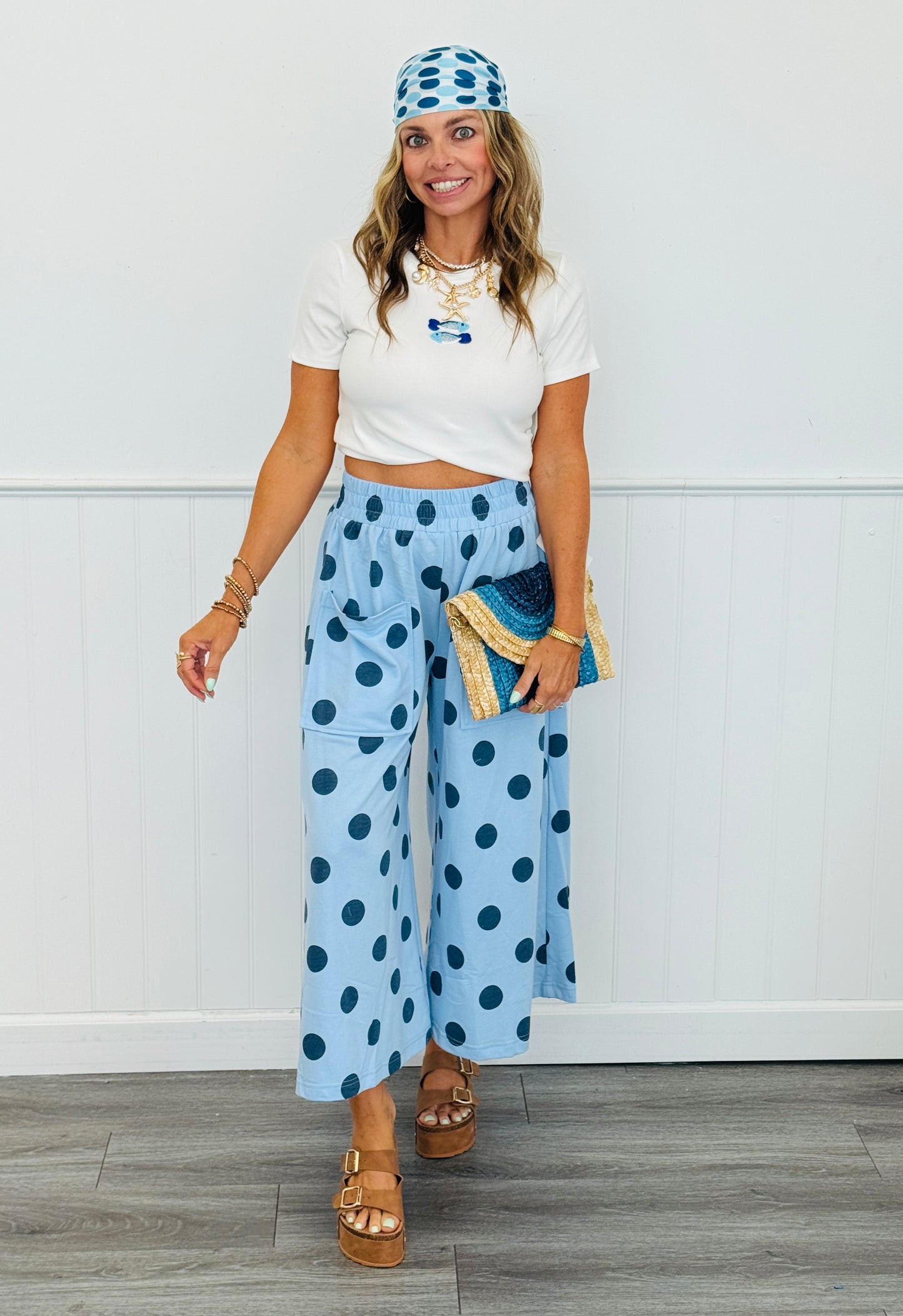 Blue/Navy Polka Dot Pants (Reg & Plus)