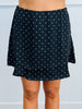 Black Polka Dot Satin Mini Skort (Reg.)