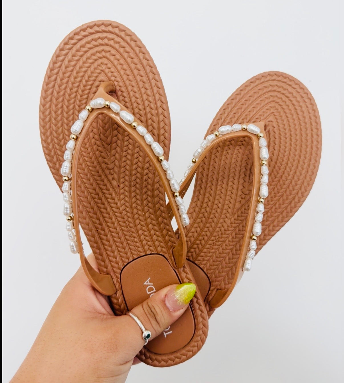 Tan Pearl Essence Sandals
