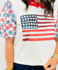 USA Flag Sequin Star Sleeve Top (Reg. & Plus)