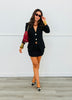 Black V Neck Slim Fit Blazer Skirt Set (Reg)