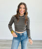 Striped Mock Neck Long Sleeve Top ( Reg. ) - 3 Colors