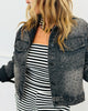 Black Denim Rhinestone Button Up Jacket (Reg. and Plus)