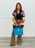 POL Jet Black Multi Stripe Granny Squares Sweater Cardigan (Reg.)