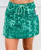 Green Monochromatic Leopard Print Mini Skirt (Reg & Plus)